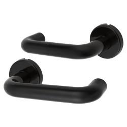 Hoppe AR600/20 Ebony Black Nylon Steel Core Safety Door Handle on Rose - Paris Range