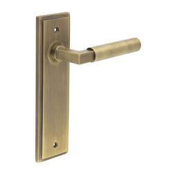 Burlington by Frelan Antique Brass Fire Rated Latch Door Handles - Westminster - 200 x 55mm