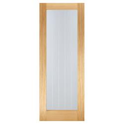 LPD Mexicano Pattern 10 Glazed with Lines Pre-Finished Internal FD30 Fire Door - 1981 x 838mm - Oak