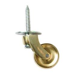 Hampstead Traditional Furniture Castor - Screw Fixed - 28mm Diameter - Polished Brass - Pack of 2