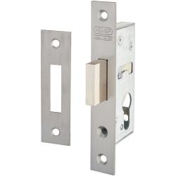 Nemef 9600 Narrow Style Euro Deadlock - 45mm Case - 30mm Backset - Satin Stainless Steel