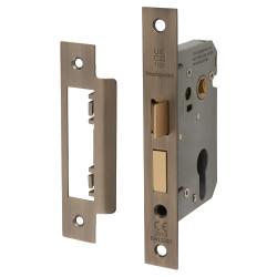 Touchpoint Contract Euro Profile Sashlock - 65mm Case - 44mm Backset - Antique Brass