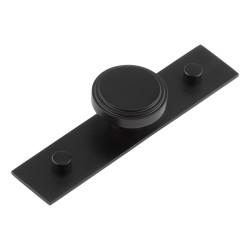 Hoxton by Frelan Cropley Stepped Round Cabinet Knob on Plain Backplate - 40mm Diameter - Black
