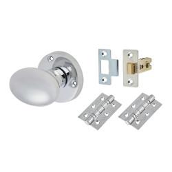 Touchpoint Polished Chrome Victorian Oval Mortice Door Knobs Pack - 61mm Rose Diameter
