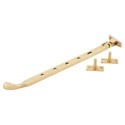 Altro Cast Bulb End Casement Window Stay - 12"/300mm Length - Polished Brass