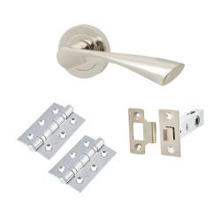 Touchpoint Polished Nickel Latch Door Handles on Rose Pack - Ariel Range