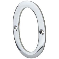 76mm Screw Fix Door Numeral - 0 - Polished Chrome