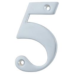 79mm Screw Fix Door Numeral - 5 - Satin Chrome