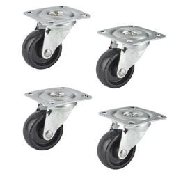 Touchpoint Classic Furniture Castor - Swivel Top - Plate Fixing - 31mm Diameter - Black - Pack of 4