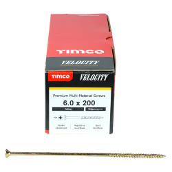 TIMCO Velocity Pozi Countersunk Wood Screws - 6.0 x 200mm - Yellow Zinc - Pack of 100