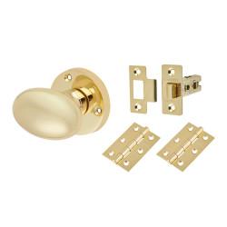 Touchpoint Polished Brass Victorian Oval Mortice Door Knobs Pack - 61mm Rose Diameter