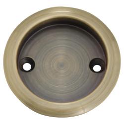 Klug Round Screw Fixed Flush Handle - 63mm Diameter - Antique Brass
