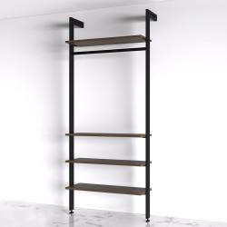 Emuca Zero Bracket Pack - 4 x Wooden Shelf Brackets 1 x Rail - Black