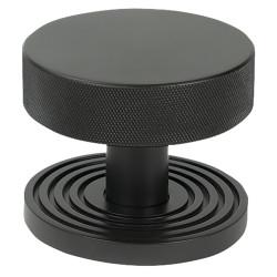 From The Anvil Brompton Aged Bronze Round Knurled Centre Door Knob on Beehive Rose - 90mm Rose Diameter