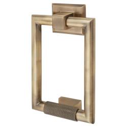 Hampstead Rectangular Knurled Door Knocker - Antique Brass - 145 x 100mm