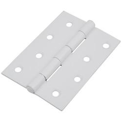 Steel Butt Door Hinge - 100 x 72mm - White - Pair