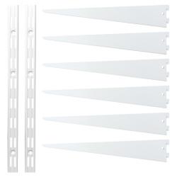 Altro Twin Slot Shelving Kit - 2 x 500mm Shelf Wall Uprights & 6 x 470mm Shelf Brackets - White