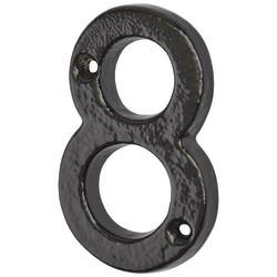 Olde Forge 76mm Screw Fix Door Numeral - 8 - Metalized Antique Black Iron