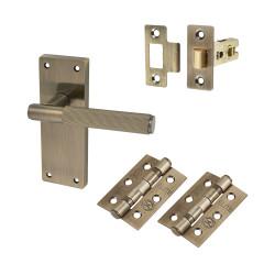 Altro Antique Brass Lines Latch Door Handles Pack - Nova Range