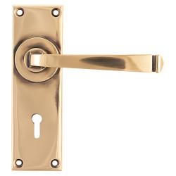 From The Anvil Polished Bronze Keyhole Door Handles - Avon Range - 152 x 48mm