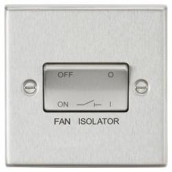 Knightsbridge 10A 1 Gang Square Edge Triple Pole Fan Isolator Switch - Brushed Chrome