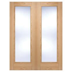 LPD Vancouver Clear Glazed Pre-Finished Internal French Doors - 1981 x 1067 x 40mm - Oak