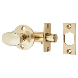 British Pattern Door Rack Bolt & Oval Turn - Polished Brass