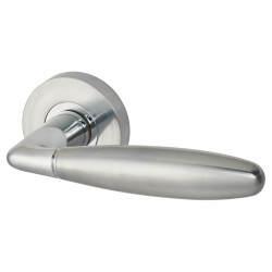 Jigtech Polished/Satin Chrome Door Handles on Round Rose - Harrier Range