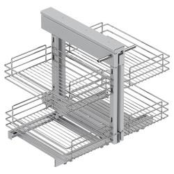 Emuca SupraStar Corner Pull Out Organiser - Cabinet Width 700mm - Chrome