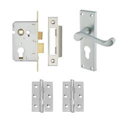 Touchpoint Satin Chrome Victorian Scroll Euro Lock Door Handles Pack