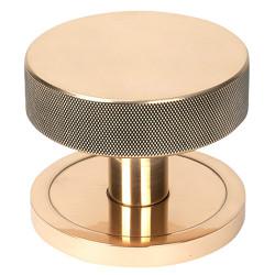 From The Anvil Brompton Polished Bronze Round Knurled Centre Door Knob - 90mm Rose Diameter