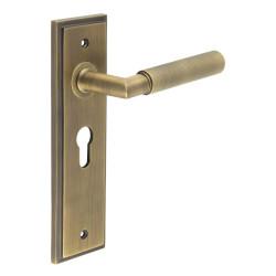 Burlington by Frelan Antique Brass Fire Rated Euro Lock Door Handles - Piccadilly - 200 x 55mm
