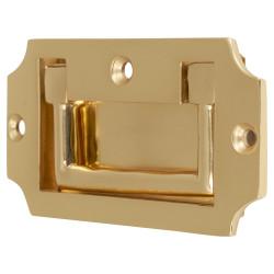 Altro Military Chest Flush Cabinet Pull Handle - 89 x 45mm - Polished Brass