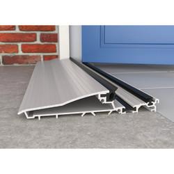 Exitex Mobility Threshold with Long Ramp - 1000mm Length - Inward Opening Doors - Mill Aluminium
