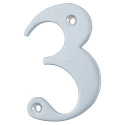 79mm Screw Fix Door Numeral - 3 - Satin Chrome