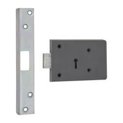 Fire Brigade FB1 Rim Deadlock - 110mm Case - 45mm Backset - Right Hand - Silver
