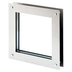North 4 Designs Twin Glazed Square Vision Panel - 360 x 360mm - Brushed Stainless Steel