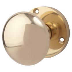 Altro Polished Brass Solid Brass Round Mortice Door Knob - 57mm Rose Diameter