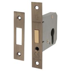Touchpoint Contract Euro Profile Deadlock - 76mm Case - 57mm Backset - Antique Brass