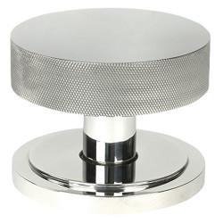 From The Anvil Brompton Polished Stainless Round Knurled Centre Door Knob on Art Deco Rose - 90mm Rose
