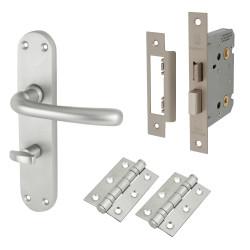 Touchpoint Satin Chrome Bathroom Lock Door Handles Pack - Sassari Range
