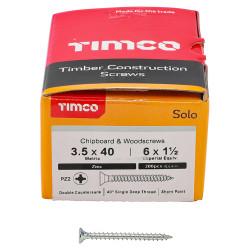 TIMCO Solo Chippy Pozi Countersunk Wood Screws - 3.5 x 40mm - Zinc Plated - Pack of 200