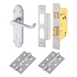 Touchpoint Satin Chrome Victorian Summer Scroll 3 Lever Sashlock Door Handles Pack