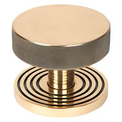 From The Anvil Brompton Polished Bronze Round Knurled Centre Door Knob on Beehive Rose - 90mm Rose Diameter