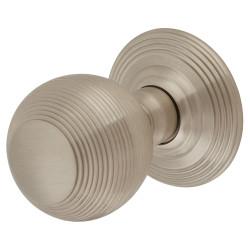Hampstead Satin Nickel Beehive Mortice Door Knob - 60mm Rose Diameter