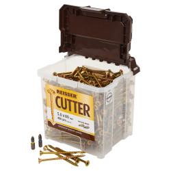 Reisser Cutter Pozi Countersunk Wood Screws Tub - 5.0 x 80mm - Yellow Zinc - Pack of 400