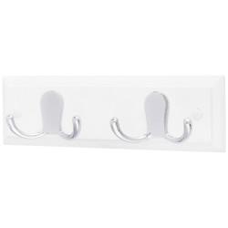 Altro Double Coat Hook Rail - 225 x 70 x 15mm - 2 Hooks - White Board with Polished Chrome Hooks