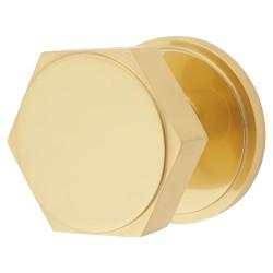 Hampstead Polished Brass Hexagonal Centre Door Knob - 80mm Rose Diameter