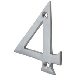 76mm Screw Fix Door Numeral - 4 - Satin Chrome