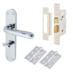 Touchpoint Polished Chrome Bathroom Lock Door Handles Pack - Arezzo Range